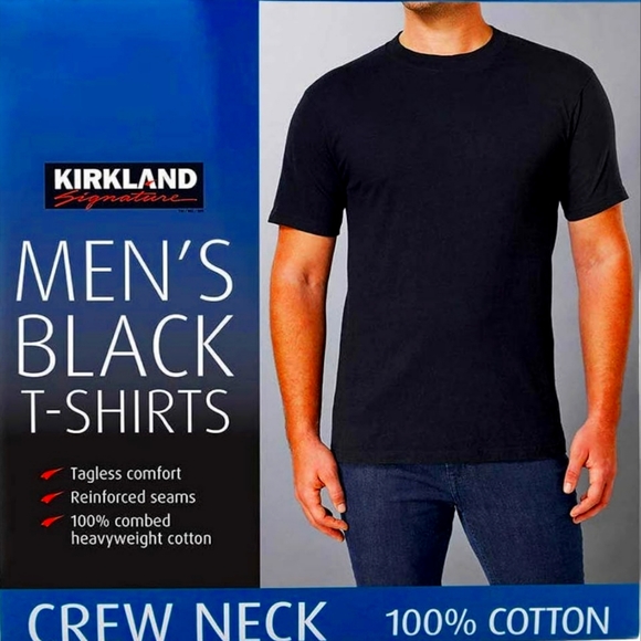 Kirkland Signature Men’s 6-Pack Crew Neck T-Shirts – Tagless, 100% Combed Cotton